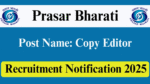 Prasar Bharati Current Openings Notification 2025