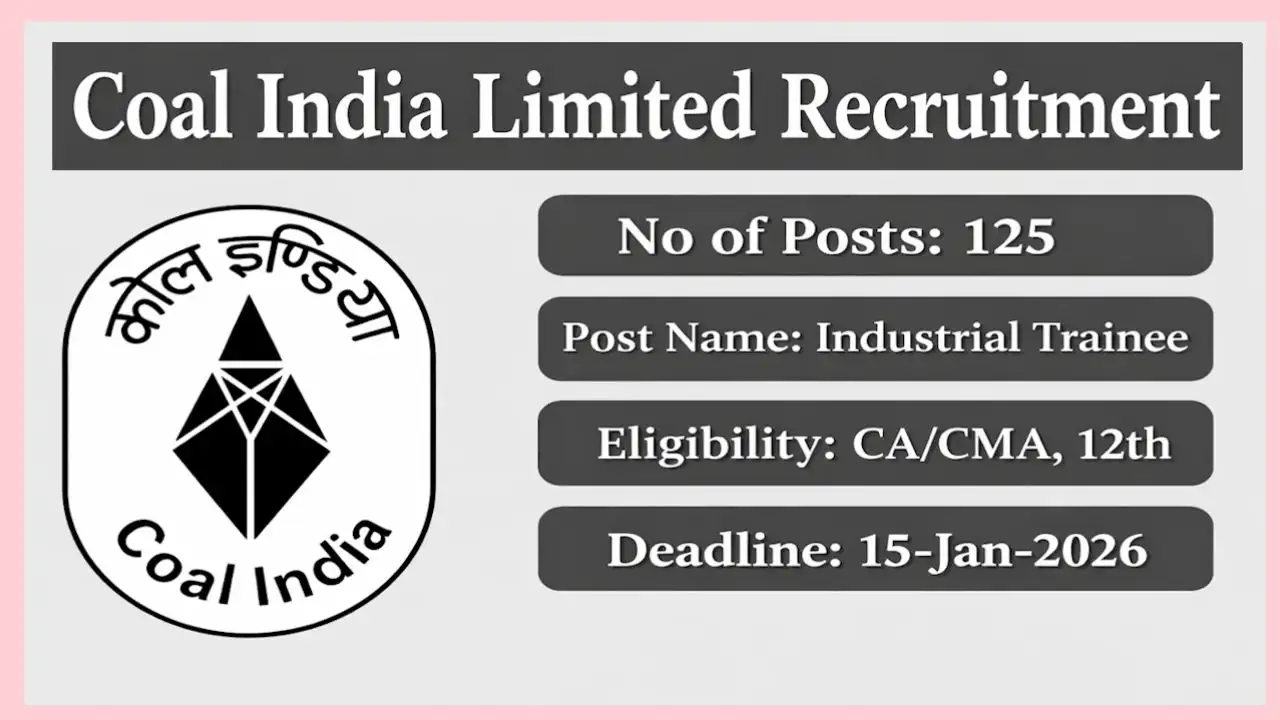 Coal India Limited Industrial Trainee Recruitment 2025
