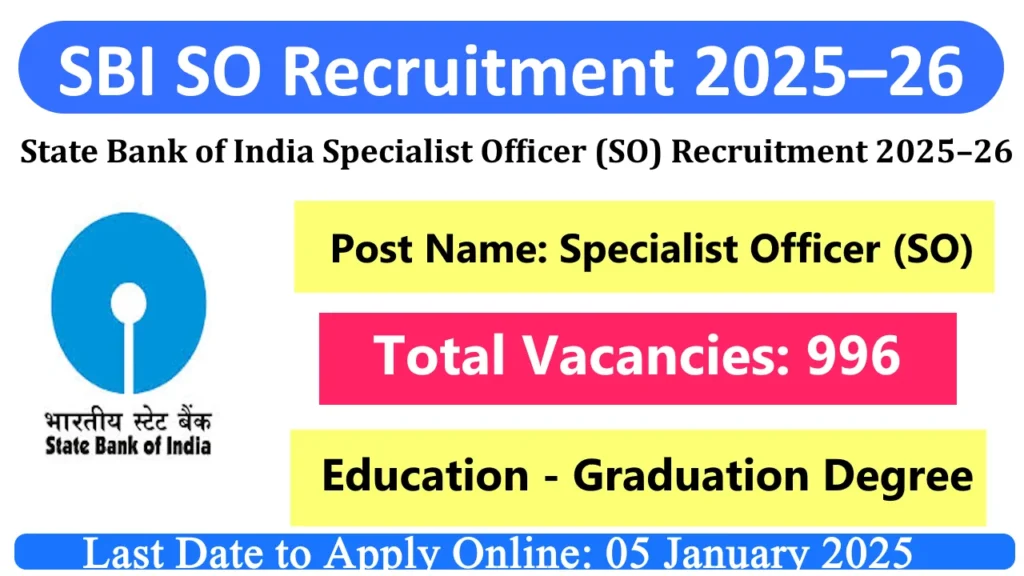 SBI SO Recruitment 2025–26